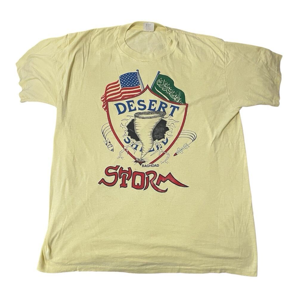 Vintage Single Stitch Operation Desert Storm T Shirt XL Yellow Hugger Iraq War